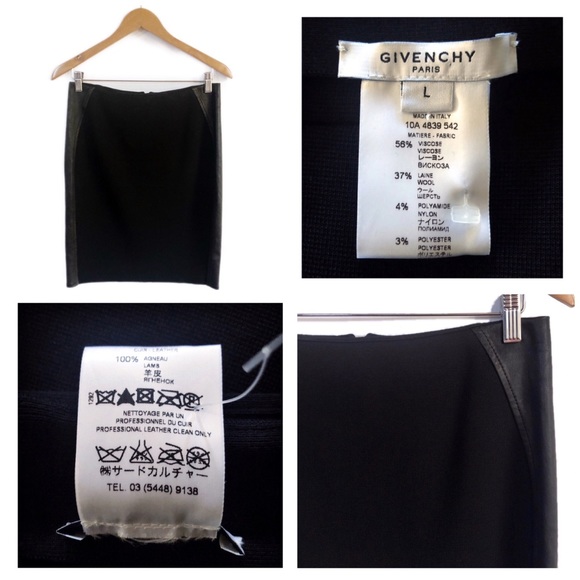 New Givenchy Leather-Accented Black Skirt - L - Picture 8 of 8